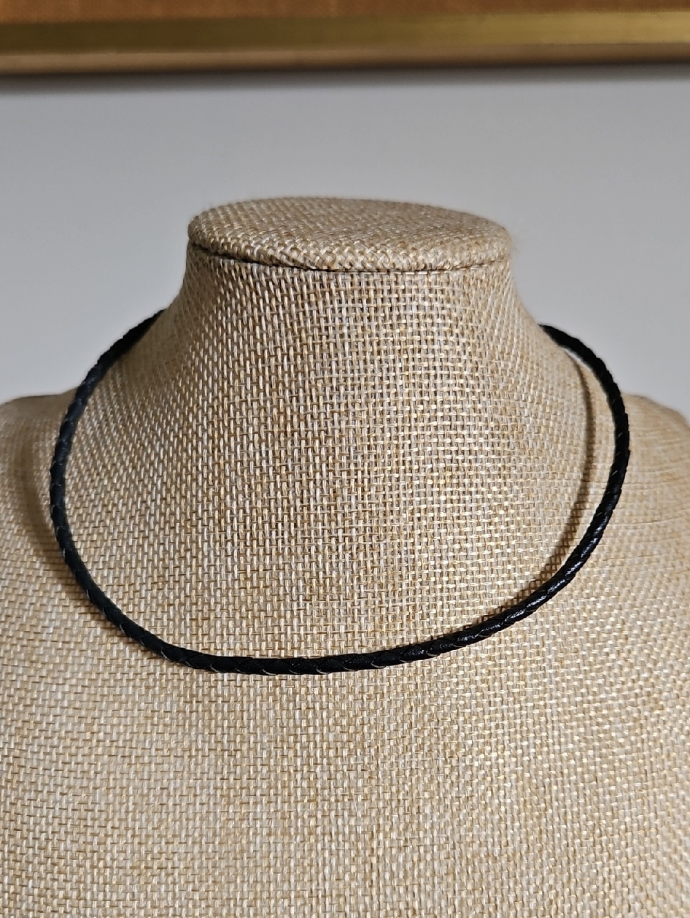 Black Braided Faux Leather Necklace